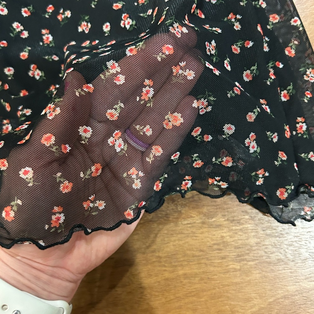 Urban Outfitters Black Mini Skirt with Red Floral Print - Picture 4 of 6